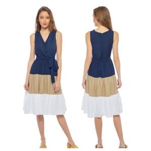 NWT Parker and Rowe | Linen Color Block Tier Dress Size XL